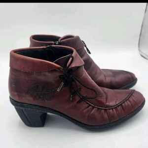 Rieker Boots Womens 37 6 Rebecca Dark Red Leather Academia Victorian Boho Shoes